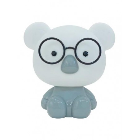 Lampada Koala LED con occhiali su fondo bianco