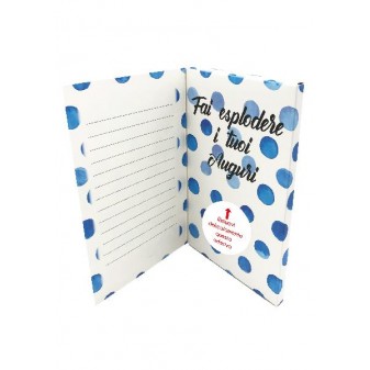Interno Biglietto Esplosivo Tanti Auguri Lui con scritta “Fai esplodere i tuoi auguri” e righe per dedica