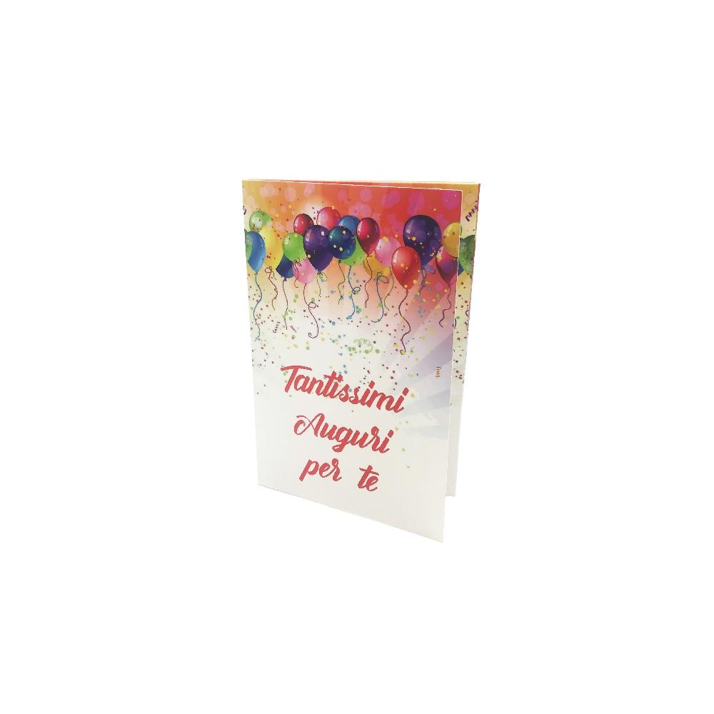 Copertina con palloncini colorati e scritta "Tantissimi Auguri per te"