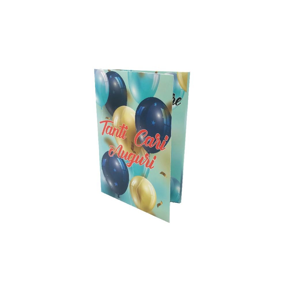 Biglietto Esplosivo Tanti Cari Auguri con palloncini colorati – vista esterna