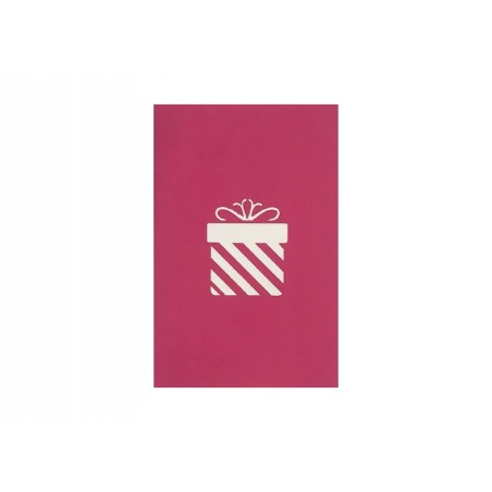 Copertina biglietto rosa con pacco regalo