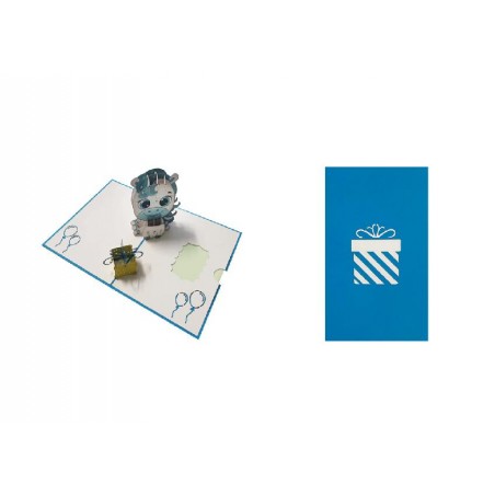 Biglietto aperto con decorazioni infantili e pop-up tridimensionale