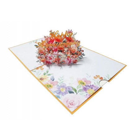 Biglietto di anniversario pop-up con bouquet floreale tridimensionale