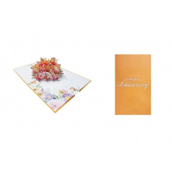Biglietto aperto con decorazioni floreali interne e pop-up