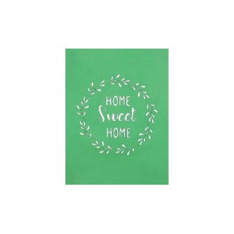 Copertina verde con scritta intagliata “Home Sweet Home”