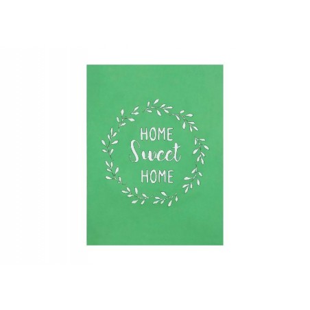 Copertina verde con scritta intagliata “Home Sweet Home”