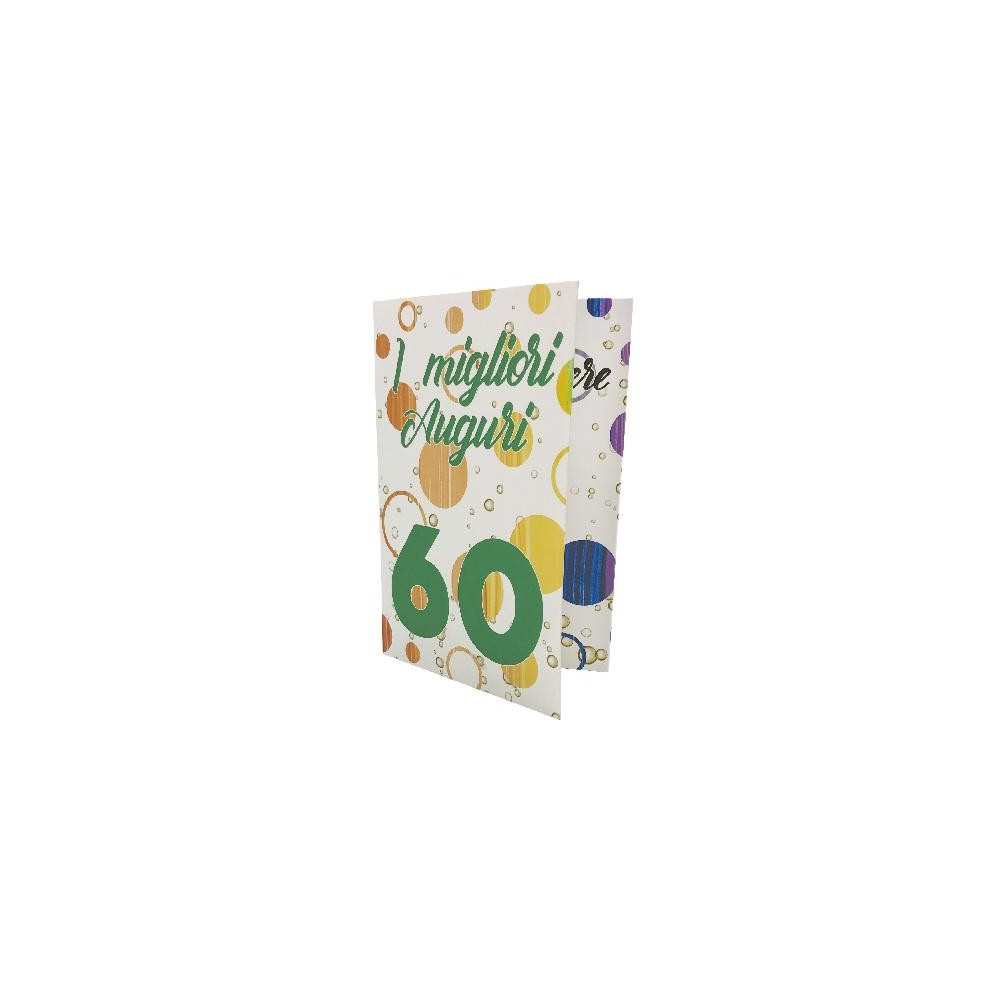 Biglietto Esplosivo 60 Anni – Copertina con bollicine e scritta “I migliori auguri”