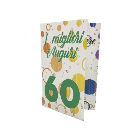 Biglietto Esplosivo 60 Anni – Copertina con bollicine e scritta “I migliori auguri”