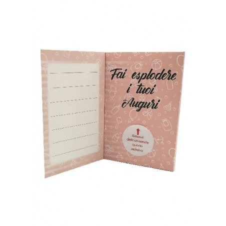 Interno biglietto Esplosivo Bimba con elefantino e palloncini rosa