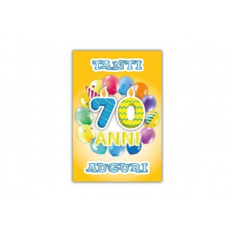 Copertina biglietto 70 anni “Tanti Auguri” con sfondo giallo