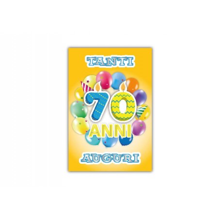 Copertina biglietto 70 anni “Tanti Auguri” con sfondo giallo