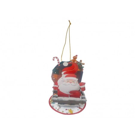 Biglietto appendibile di Natale 3D con Babbo Natale pop-up e laccetto dorato
