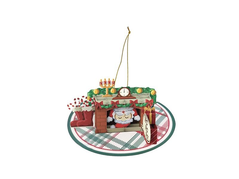 Biglietto di Natale 3D da appendere con camino e Babbo Natale in uscita