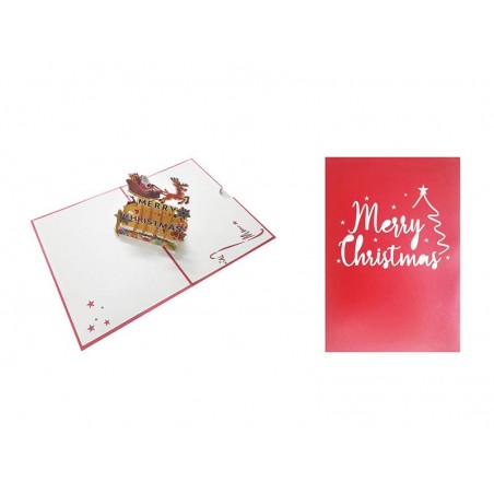 Copertina rossa con scritta bianca “Merry Christmas” e albero stilizzato
