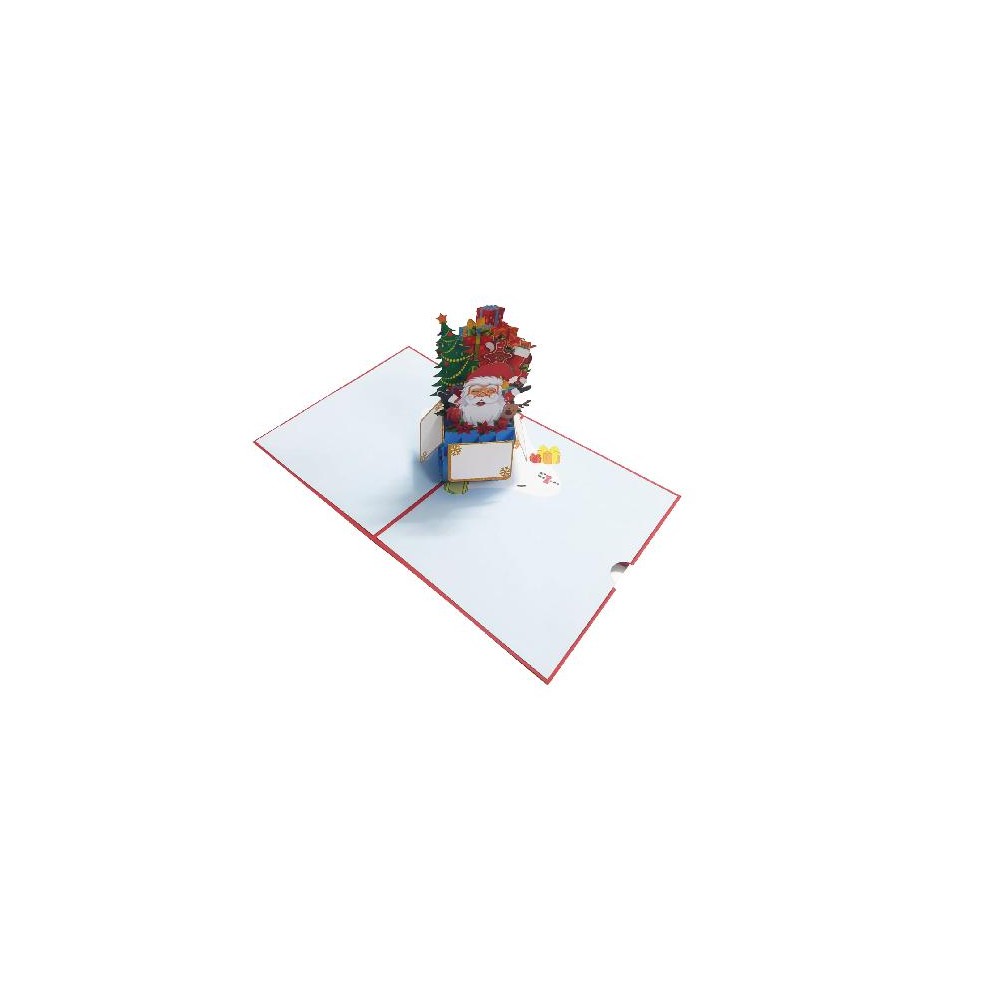 Biglietto di Natale Babbo Natale con albero pop-up origami 3D