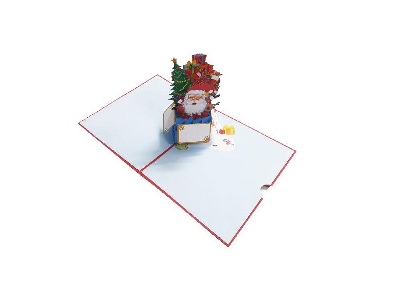 Biglietto di Natale Babbo Natale con albero pop-up origami 3D