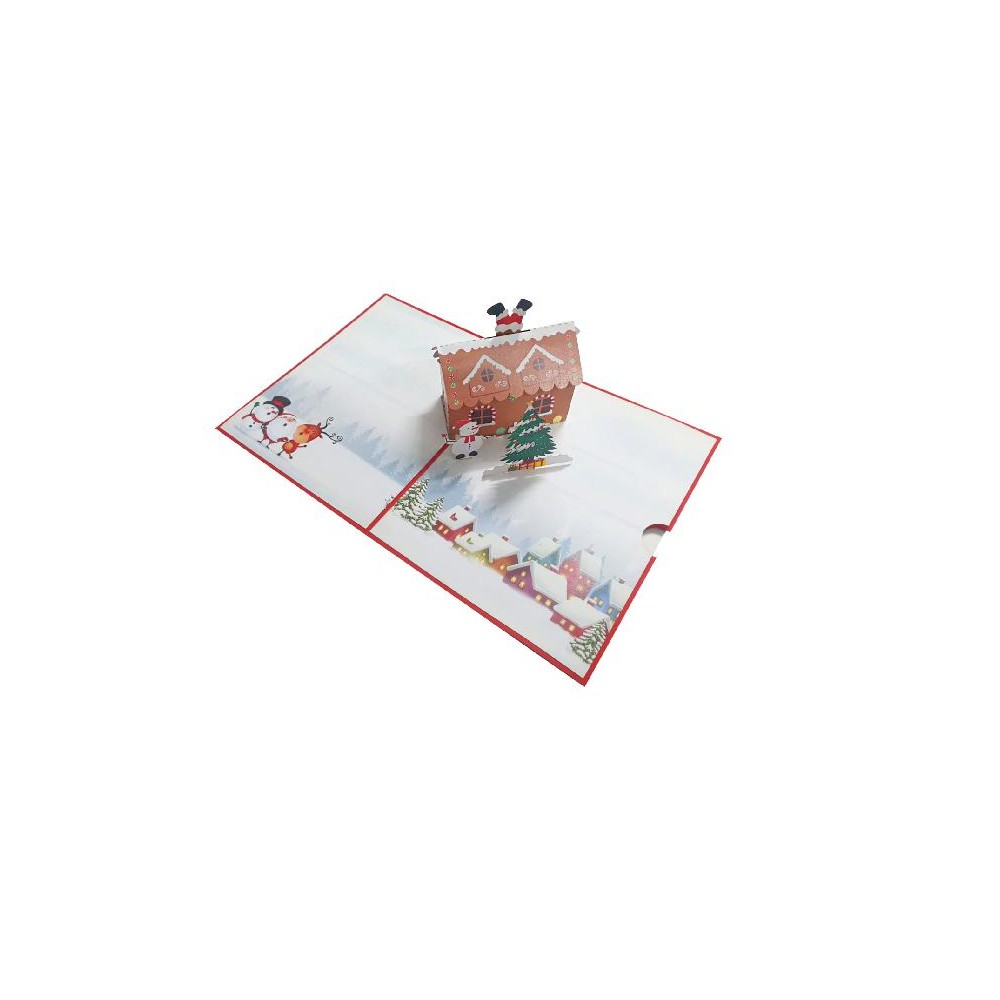Biglietto di Natale pop-up casetta pan di zenzero origami 3D