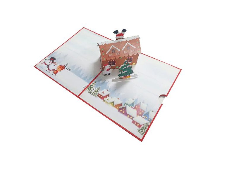 Biglietto di Natale pop-up casetta pan di zenzero origami 3D