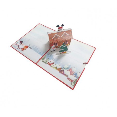 Biglietto di Natale pop-up casetta pan di zenzero origami 3D