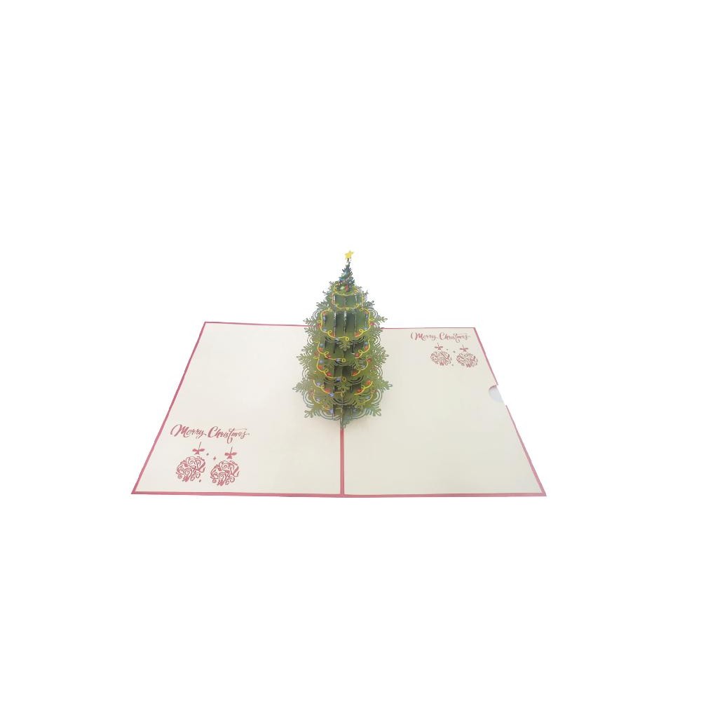 Biglietto pop-up di Natale con albero decorato tridimensionale