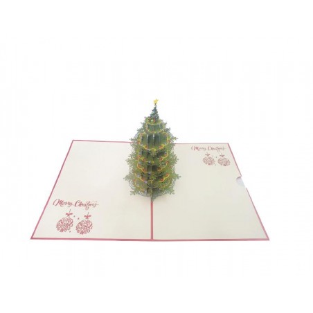 Biglietto pop-up di Natale con albero decorato tridimensionale