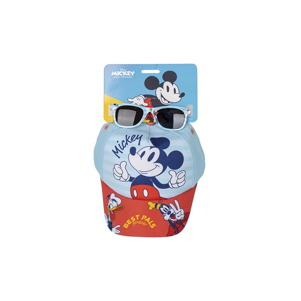 Set Occhiali da Sole e Cappello Mickey – Protezione UV 100%, design azzurro e rosso con Topolino.