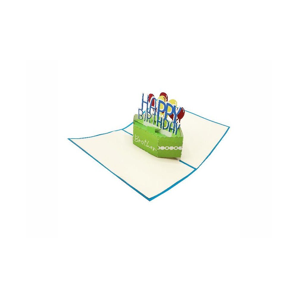Biglietto di compleanno per fratello pop-up 3D con palloncini colorati e scritta Happy Birthday