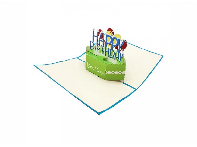 Biglietto di compleanno per fratello pop-up 3D con palloncini colorati e scritta Happy Birthday
