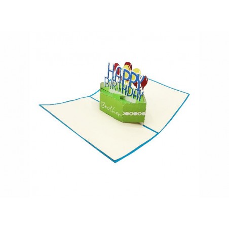 Biglietto di compleanno per fratello pop-up 3D con palloncini colorati e scritta Happy Birthday