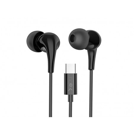 Auricolari neri con cavo e connettore USB Type-C per smartphone Android