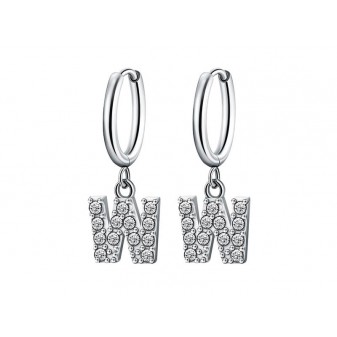Orecchini argento con lettera W e zirconi cubici – eleganti, simbolici e anallergici