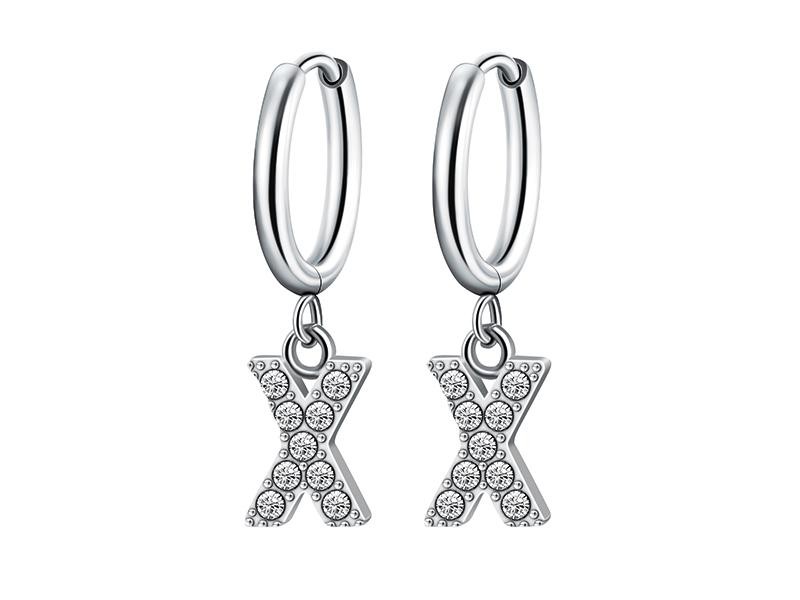 Orecchini iniziale X in argento con zirconi – eleganti, originali e anallergici
