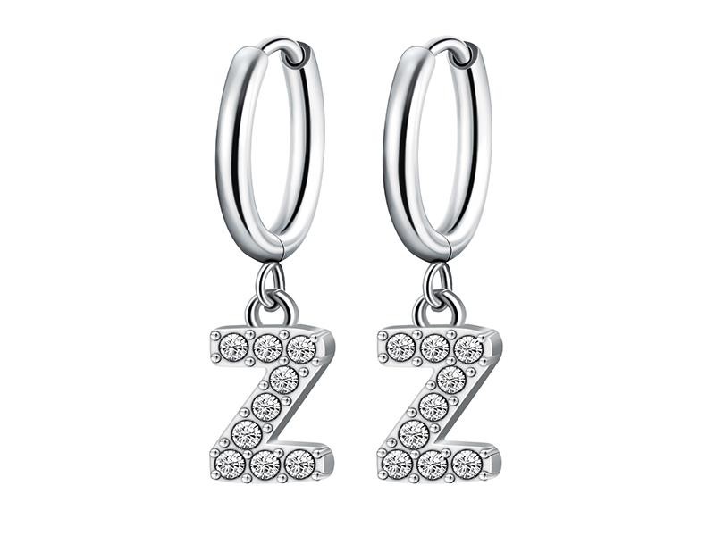 Orecchini con lettera Z in argento e zirconi – eleganti, simbolici e anallergici