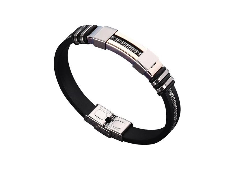 Bracciale uomo in silicone e acciaio color argento – elegante, moderno e anallergico