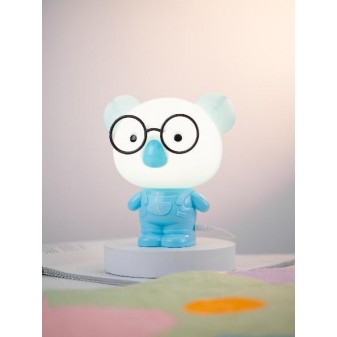 Koala Blu illuminato su base bianca, atmosfera rilassata
