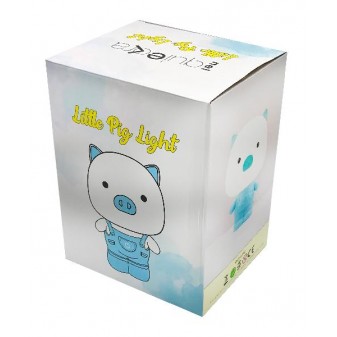 Confezione regalo Little Pig Light con illustrazione e lampada Maialino Blu su sfondo chiaro