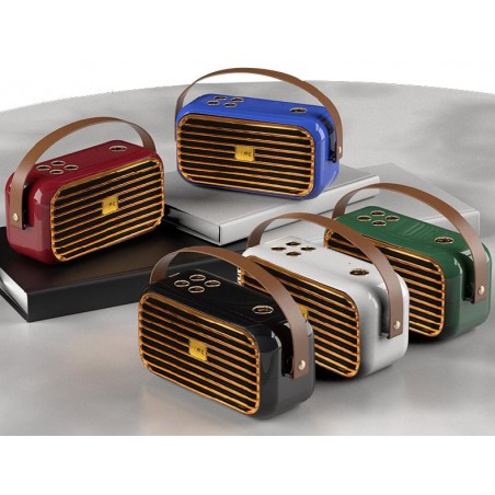 Speaker Vintage Blu NelQuieOra – Vista Laterale con Manico