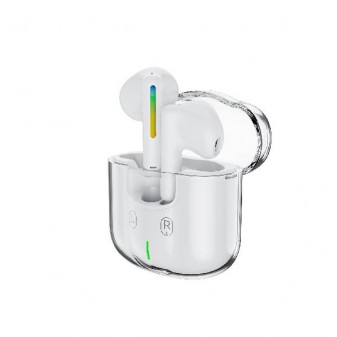 Dettaglio laterale auricolari Bluetooth 5.3 – stelo con LED multicolore