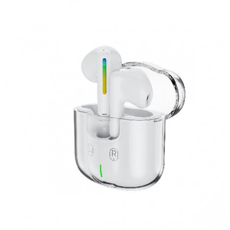 Dettaglio laterale auricolari Bluetooth 5.3 – stelo con LED multicolore