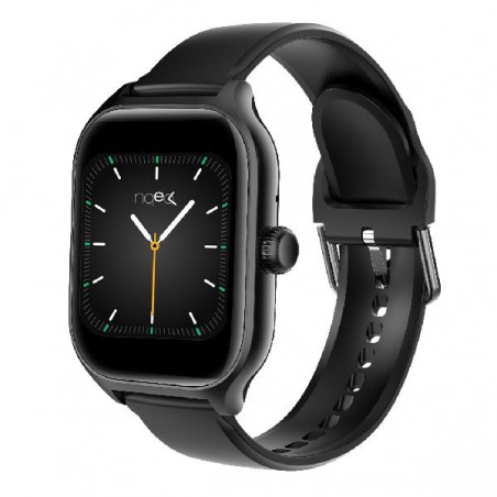 Smartwatch NQEO800 con cinturino nero e display acceso