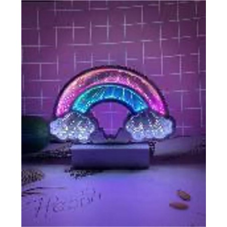 Lampada Arcobaleno NelQuieOra su sfondo viola, illuminata con effetto profondità 3D
