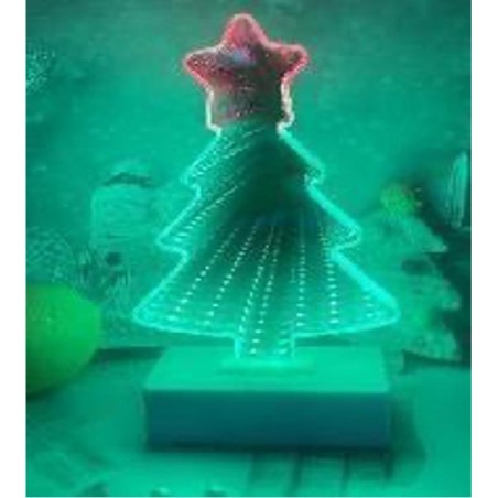 Effetto acceso della lampada albero Natale 3D tunnel NelQuieOra in ambiente buio