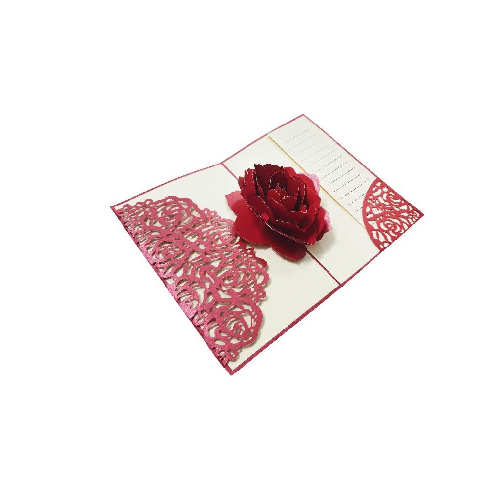 Biglietto pop-up rosa rossa rosso bianco per San Valentino