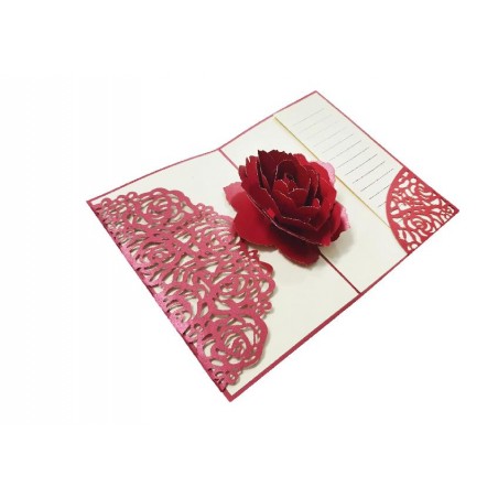 Biglietto pop-up rosa rossa rosso bianco per San Valentino