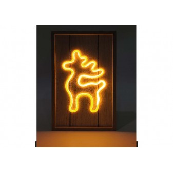 Lampada LED a forma di renna NelQuieOra, luce gialla su base in legno