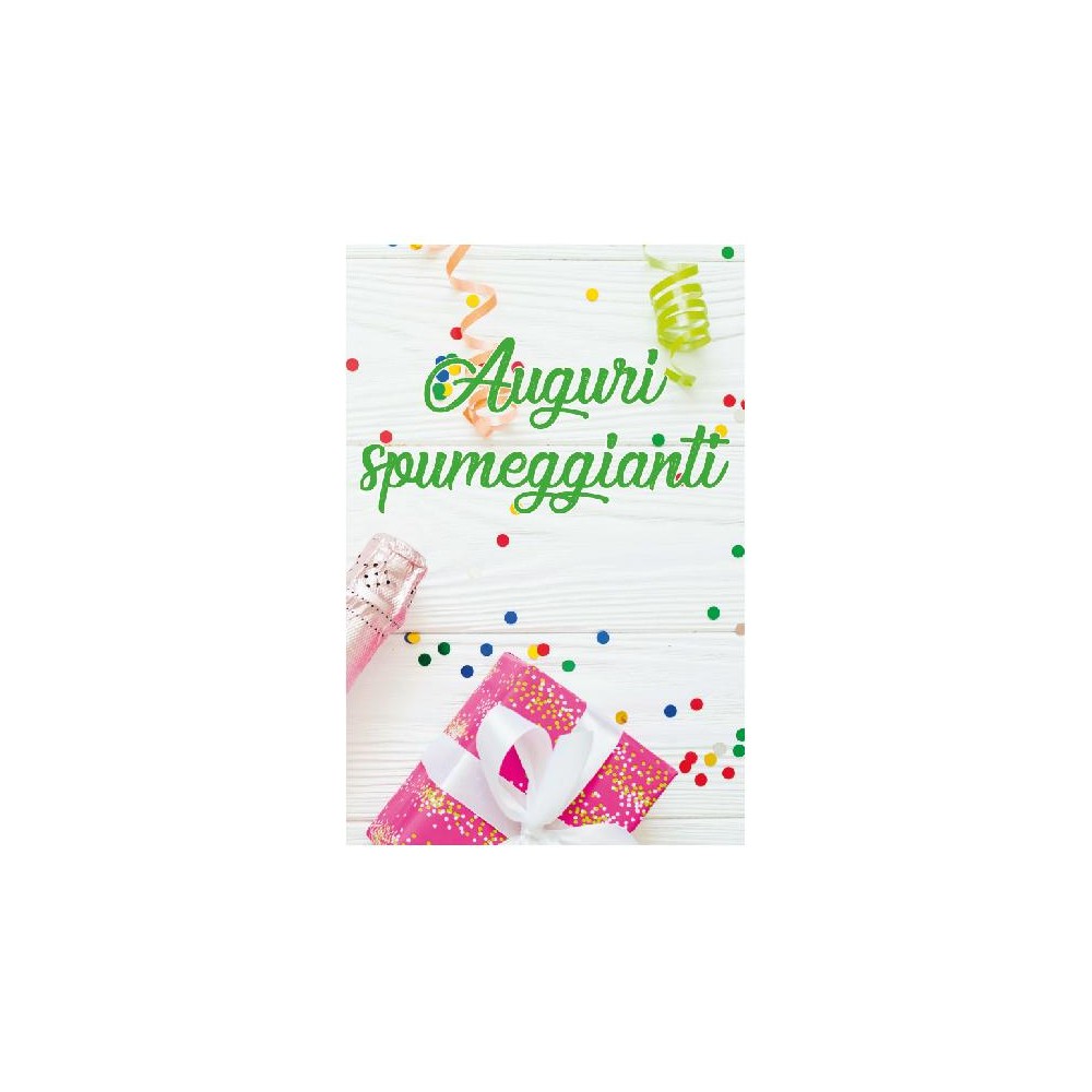 Biglietto Esplosivo Auguri Spumeggianti con regalo rosa e coriandoli