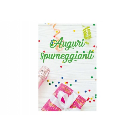 Biglietto Esplosivo Auguri Spumeggianti con regalo rosa e coriandoli