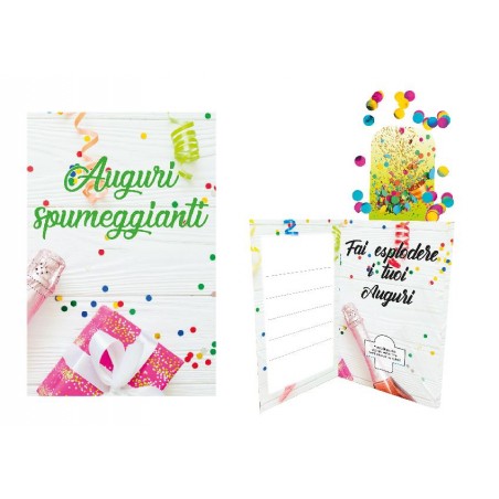 Interno Biglietto Esplosivo Auguri Spumeggianti con sorpresa a scatto