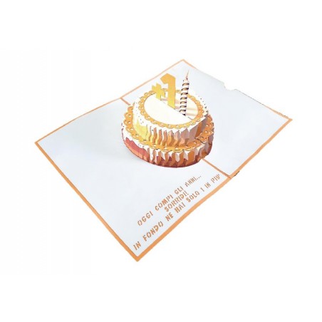 Biglietto pop-up compleanno “Solo 1 in più” con torta 3D e scritta ironica