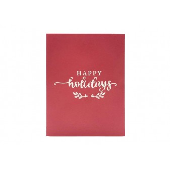 Copertina biglietto rosso Happy Holidays calligrafico